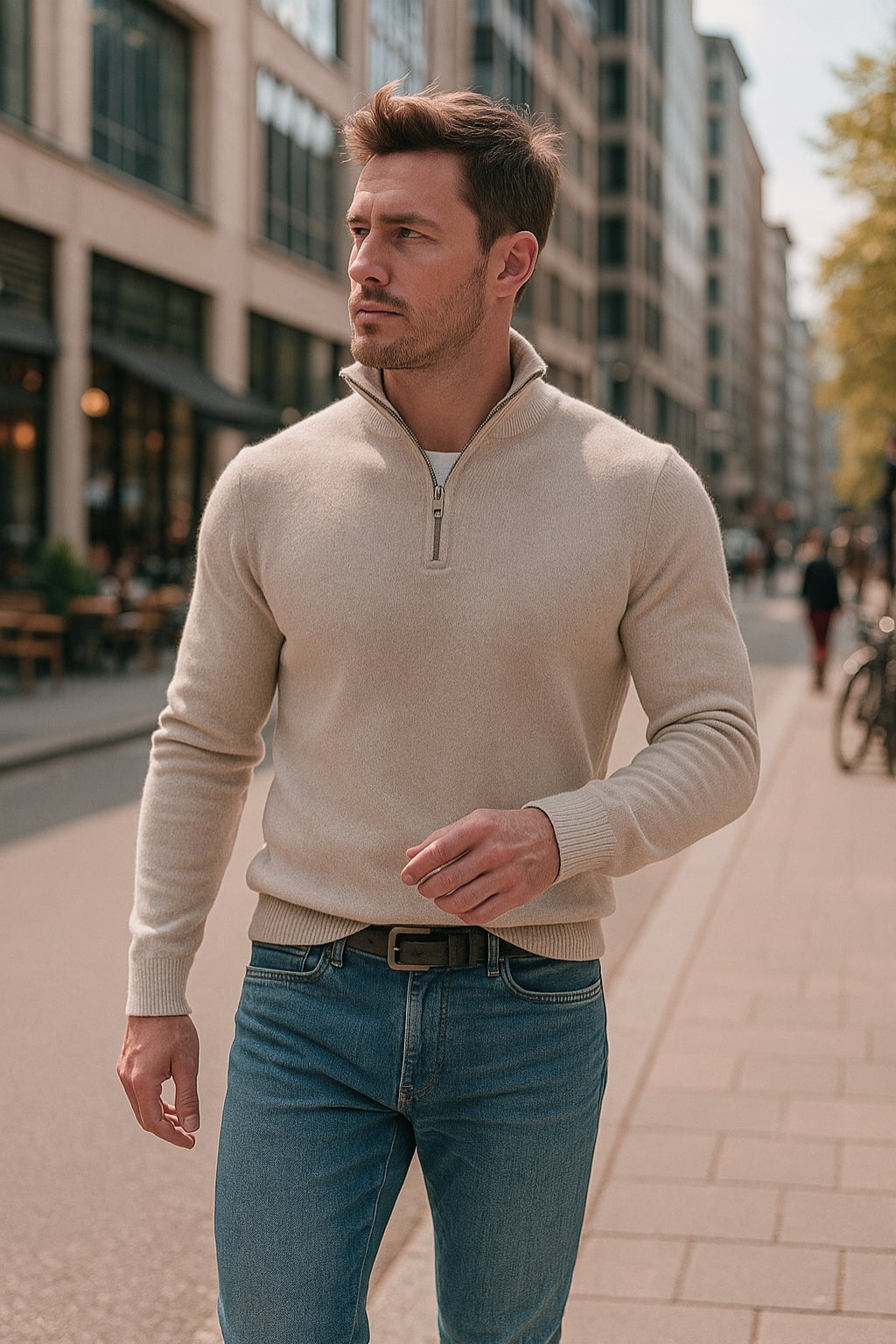 Lukas - Strickpullover mit Reißverschlusskragen und Komfort-Passform