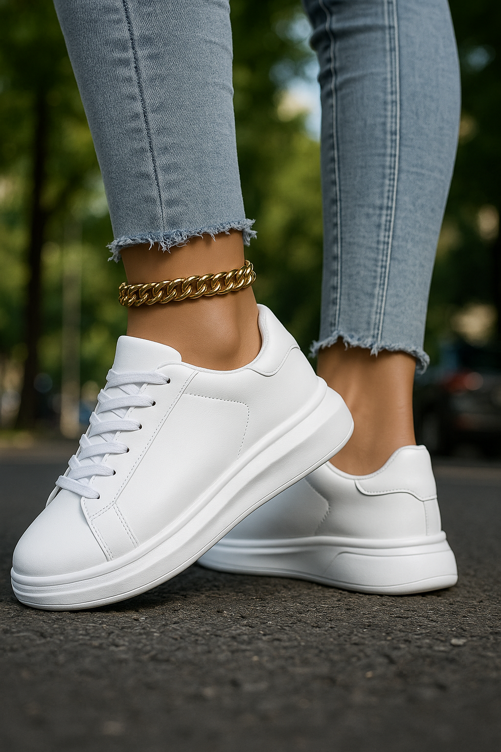 Luna | Damen Weiße Komfort Sneaker | Kunstleder