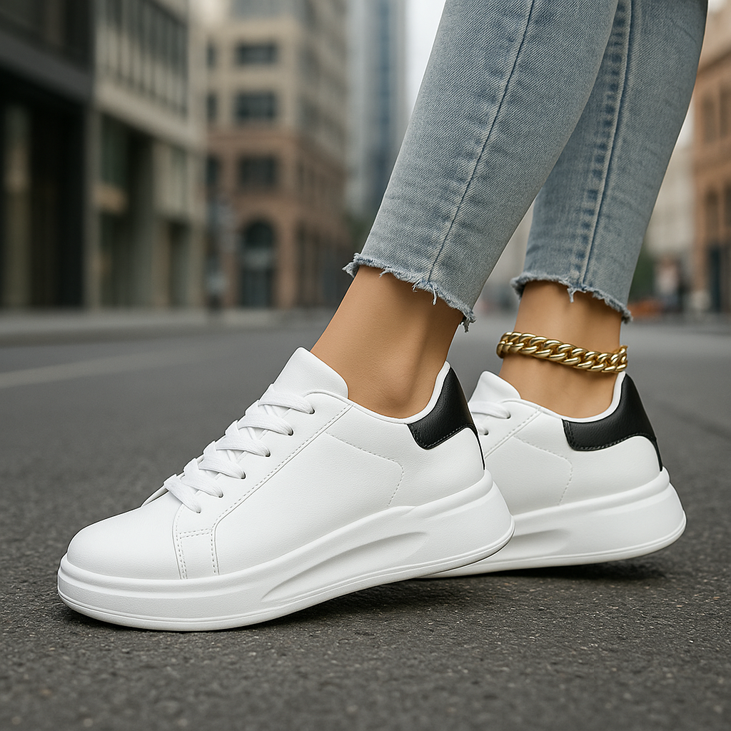 Luna | Damen Weiße Komfort Sneaker | Kunstleder