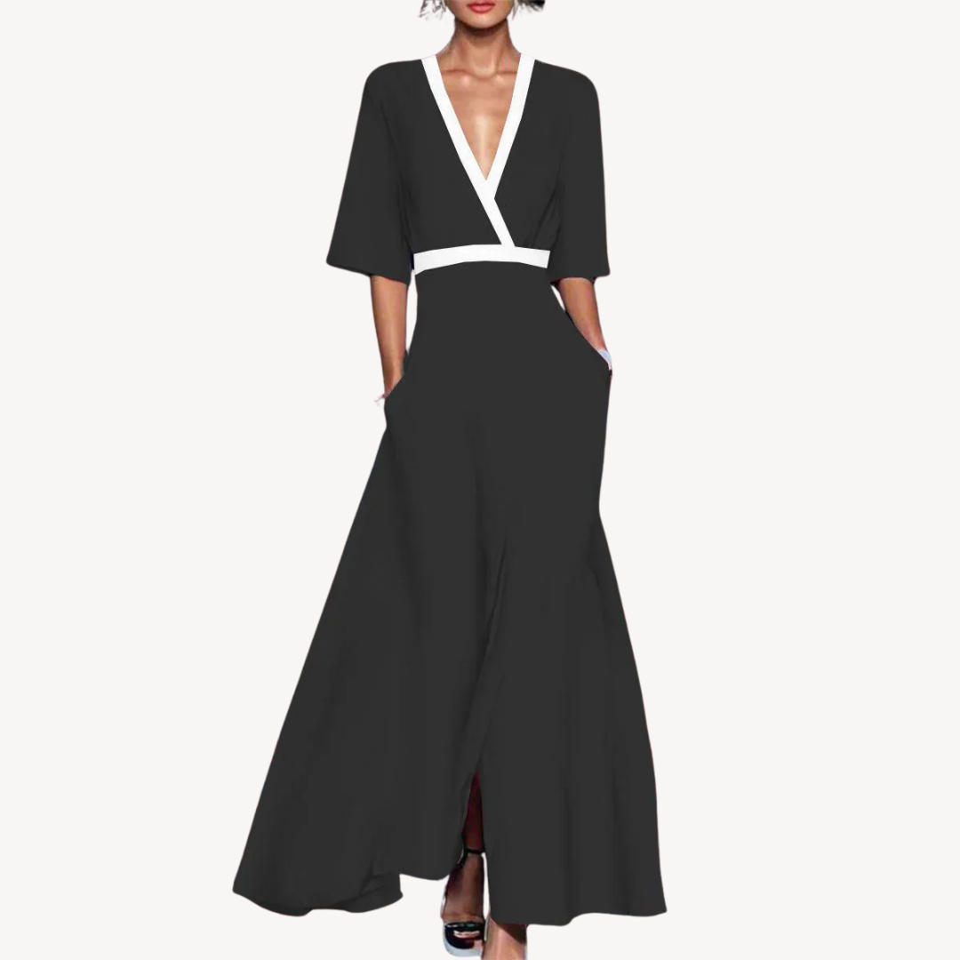 Malou | Damen Elegantes Wickel Sommerkleid | Maxi