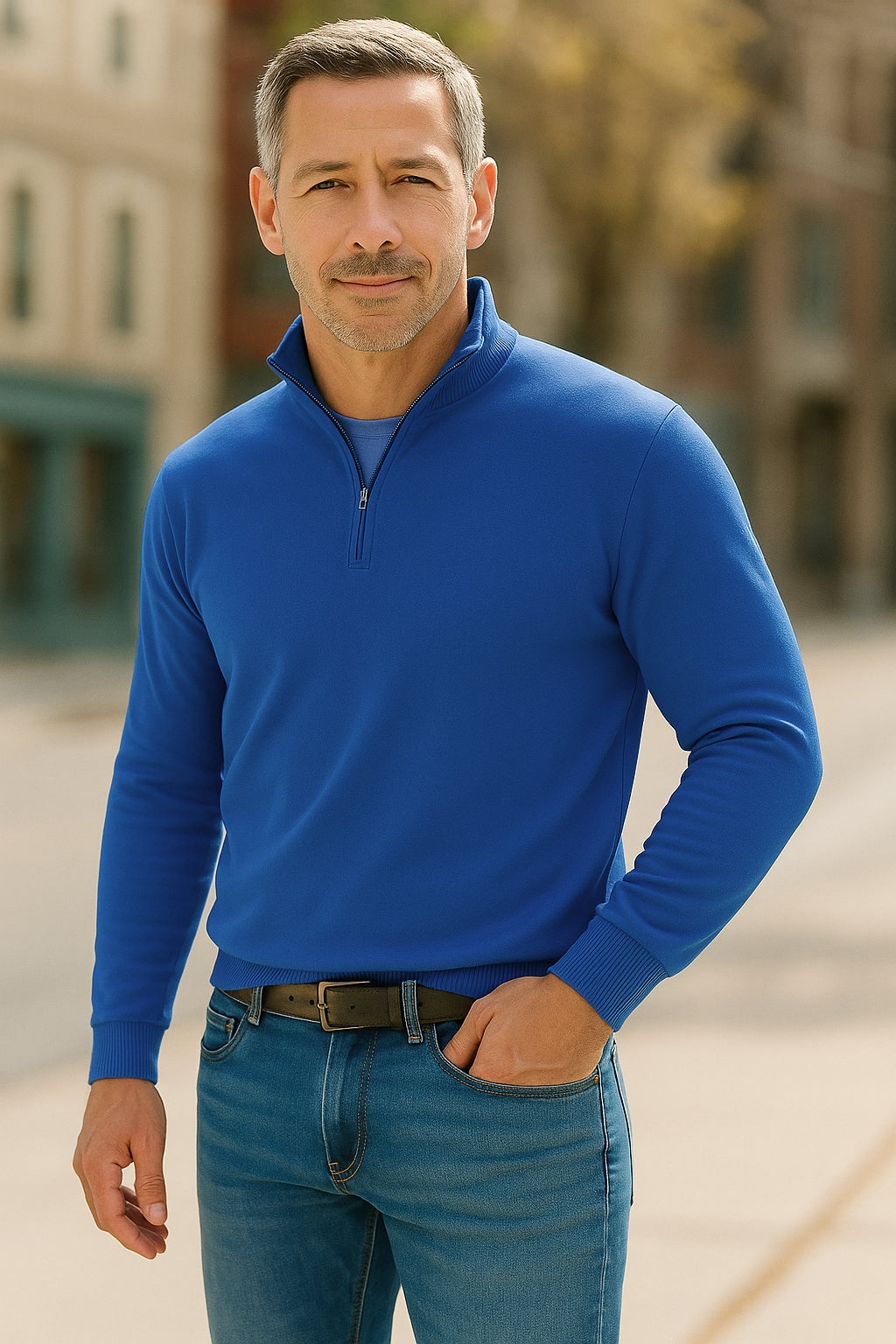 Niklas – Herrenpullover mit Reißverschlusskragen und schmaler Passform