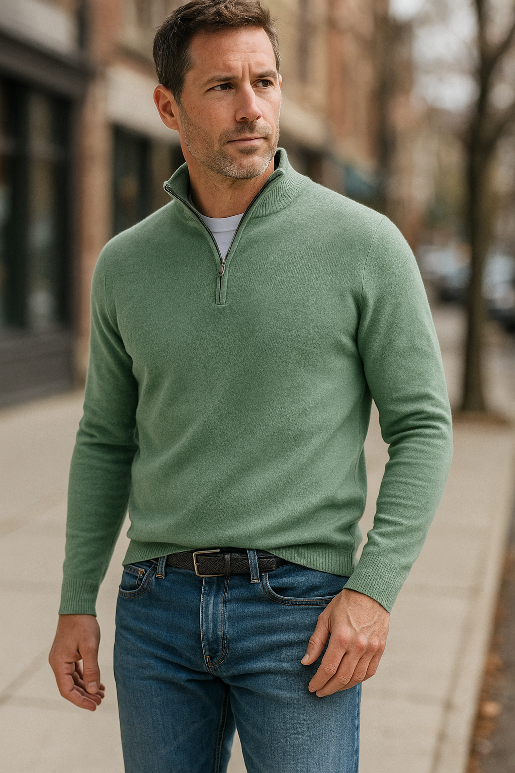 Niklas – Herrenpullover mit Reißverschlusskragen und schmaler Passform