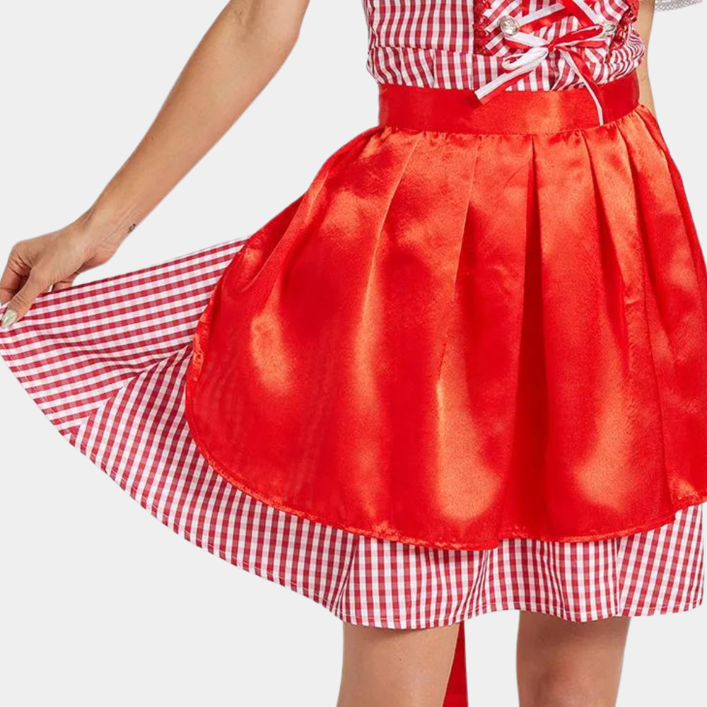 Oktoberfest Damen Dirndl Kariert Mit Schürze | Kurz