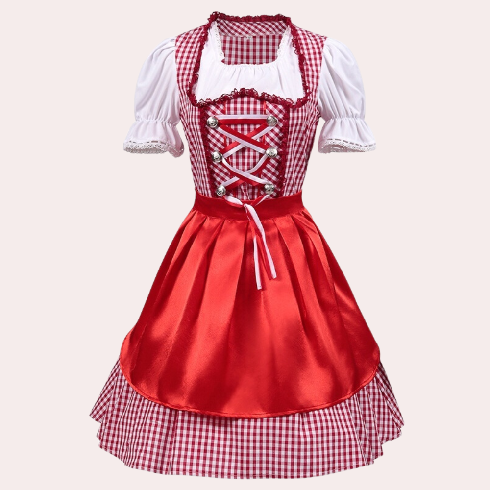 Oktoberfest Damen Dirndl Kariert Mit Schürze | Kurz