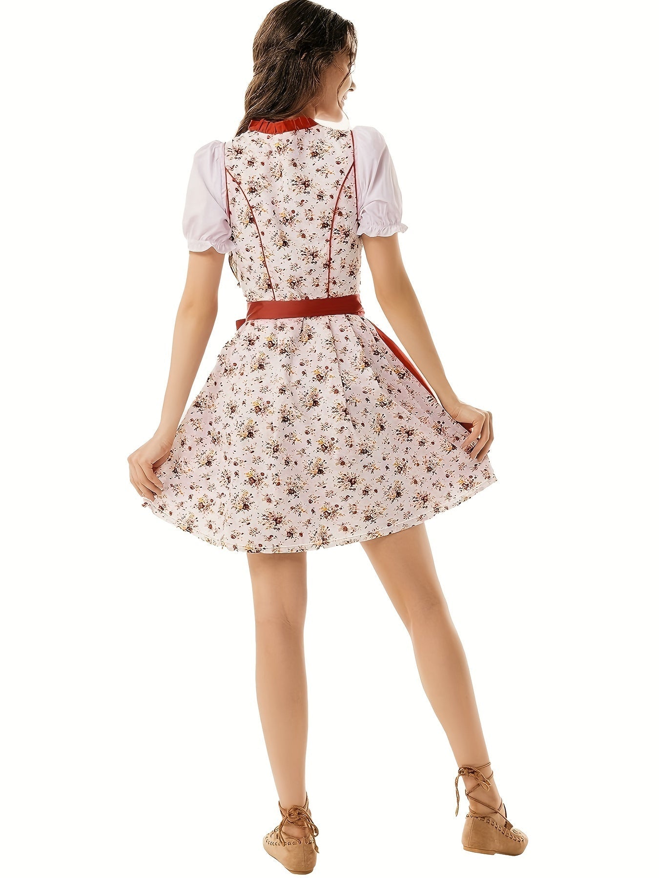 Oktoberfest Damen Dirndl Mit Blumenmuster Und Schürze | Mini