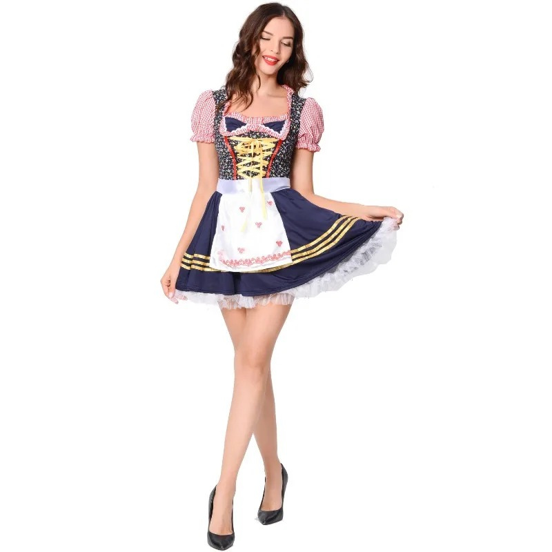 Oktoberfest Damen Dirndl Mit Puffärmeln Und Schürze | Mini