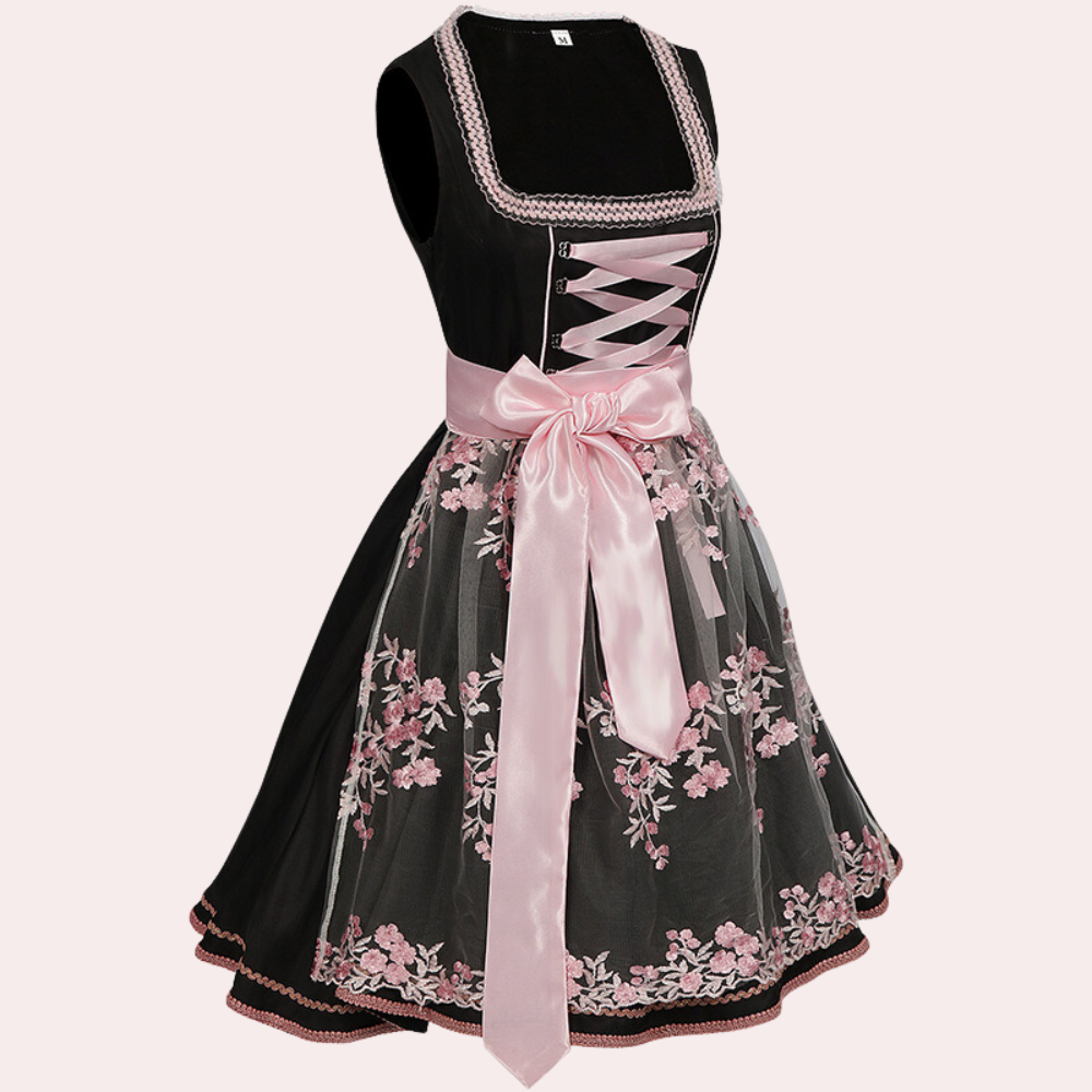 Oktoberfest Damen Dirndl Mit Schürze Und Blumenmuster | Midi