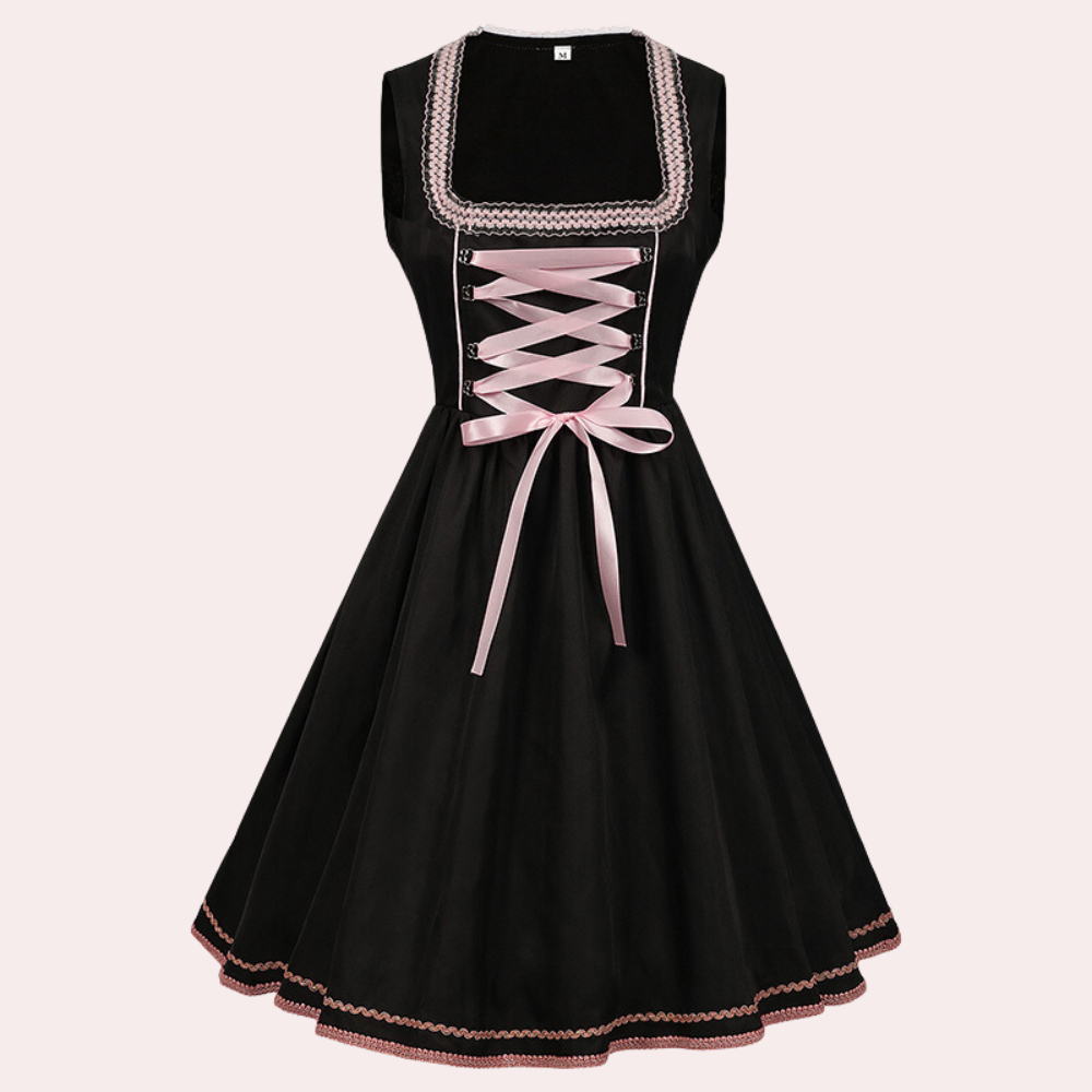 Oktoberfest Damen Dirndl Mit Schürze Und Blumenmuster | Midi