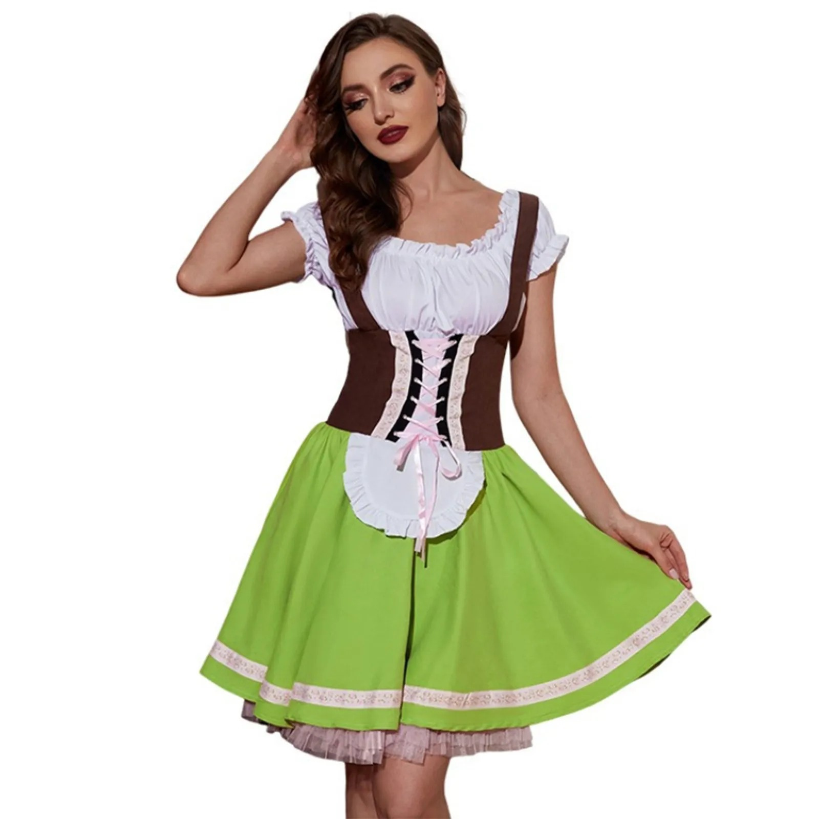 Oktoberfest Damen Dirndl Mit Schürze Und Schnürung | Mini