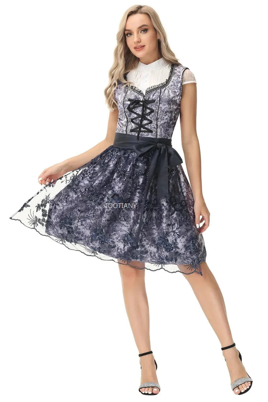 Oktoberfest Damen Dirndl Mit Schürze Und Spitze | Kurz