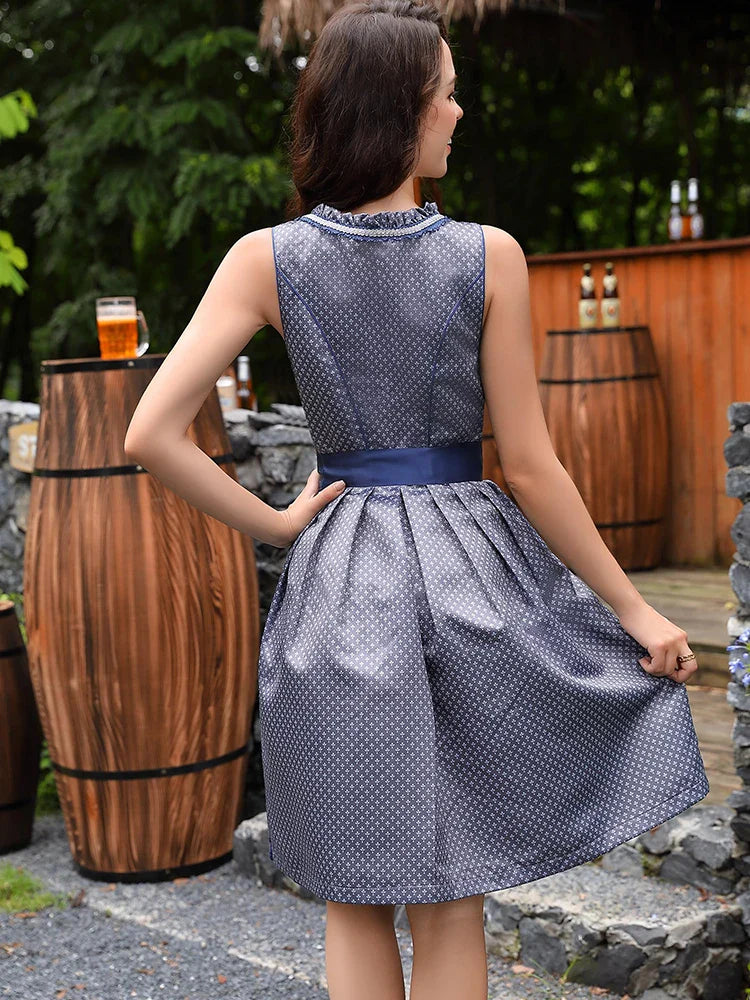 Oktoberfest Damen Dirndl Mit Schürze Und Spitzenmuster | Festlich