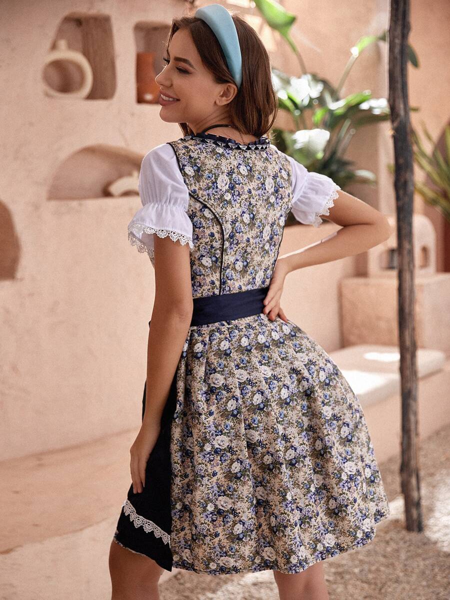 Oktoberfest Damen Dirndl Mit Schürze Und Spitzenrand | Tracht
