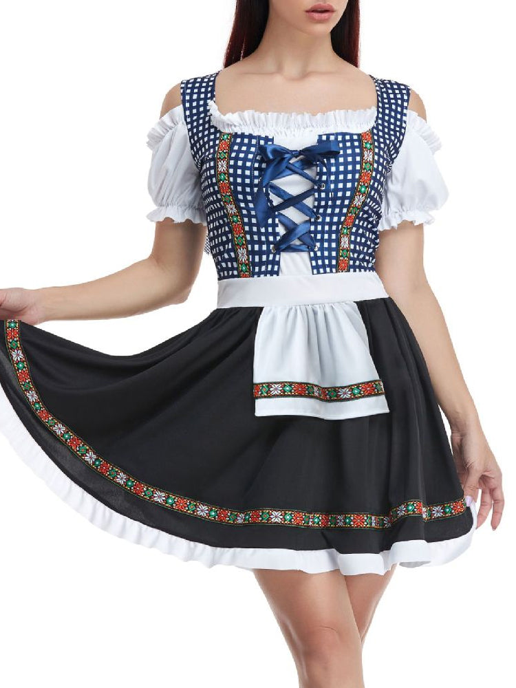 Oktoberfest Damen Dirndl Schulterfrei Mit Schürze | Kurz