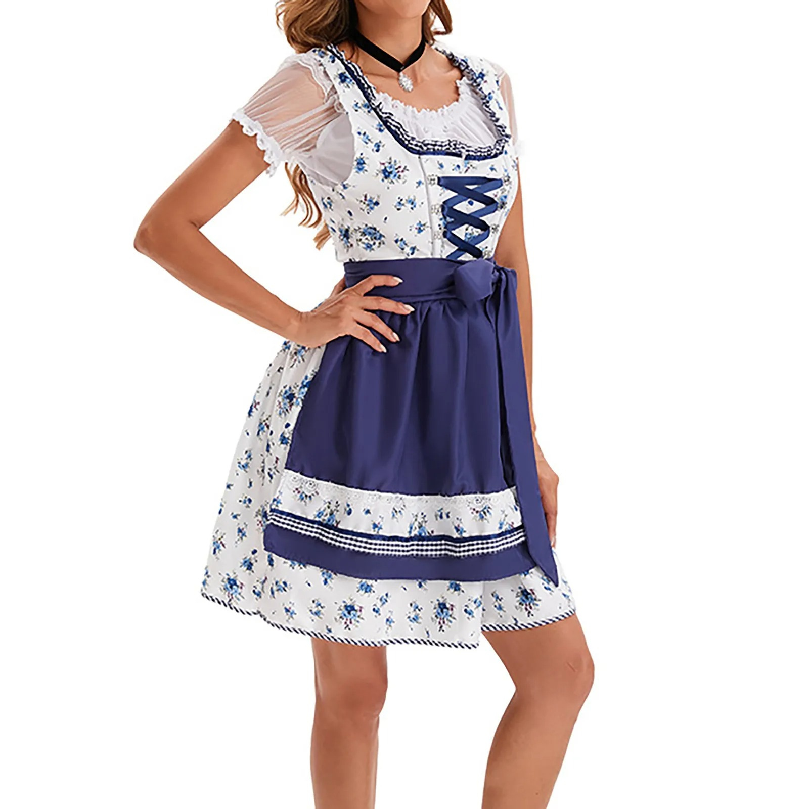 Oktoberfest Damen Dirndl Schulterfrei Mit Schürze | Mini