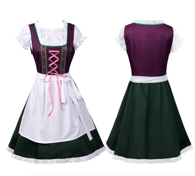 Oktoberfest Damen Dirndl Zweifarbig Mit Schürze | Klassisch