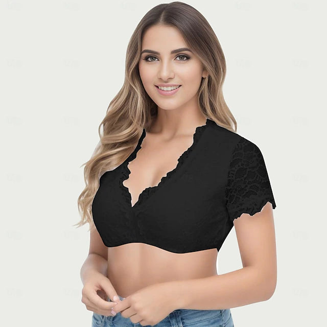 Oktoberfest Damen Dirndlbluse Kurzarm Mit V Ausschnitt | Tracht