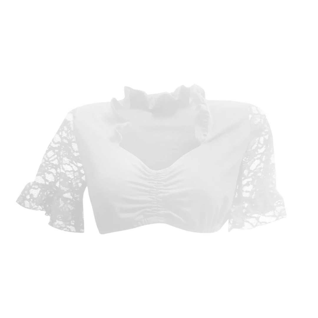 Oktoberfest Damen Dirndlbluse Mit Rüschen Und Spitze | Kurz