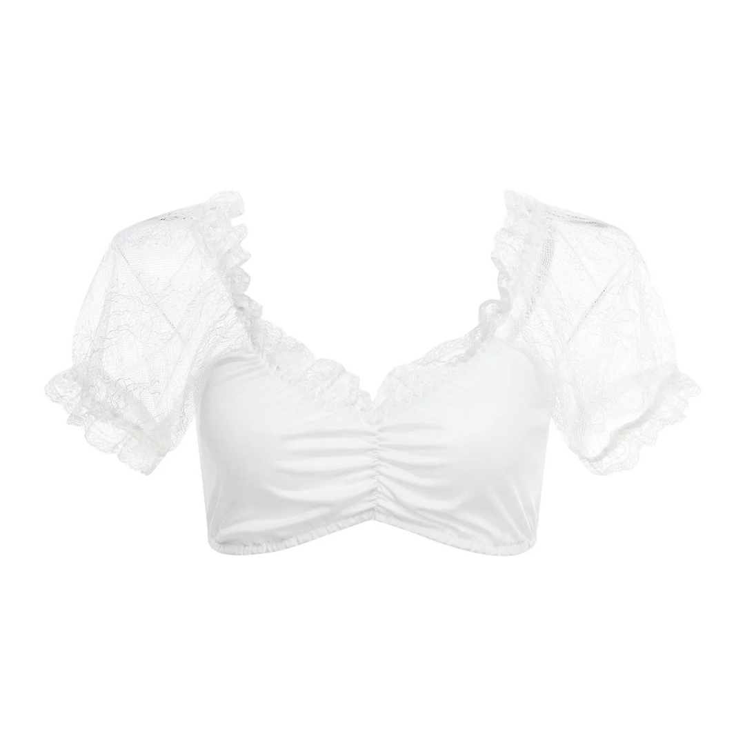 Oktoberfest Damen Dirndlbluse Mit Tiefem Ausschnitt | Kurzarm