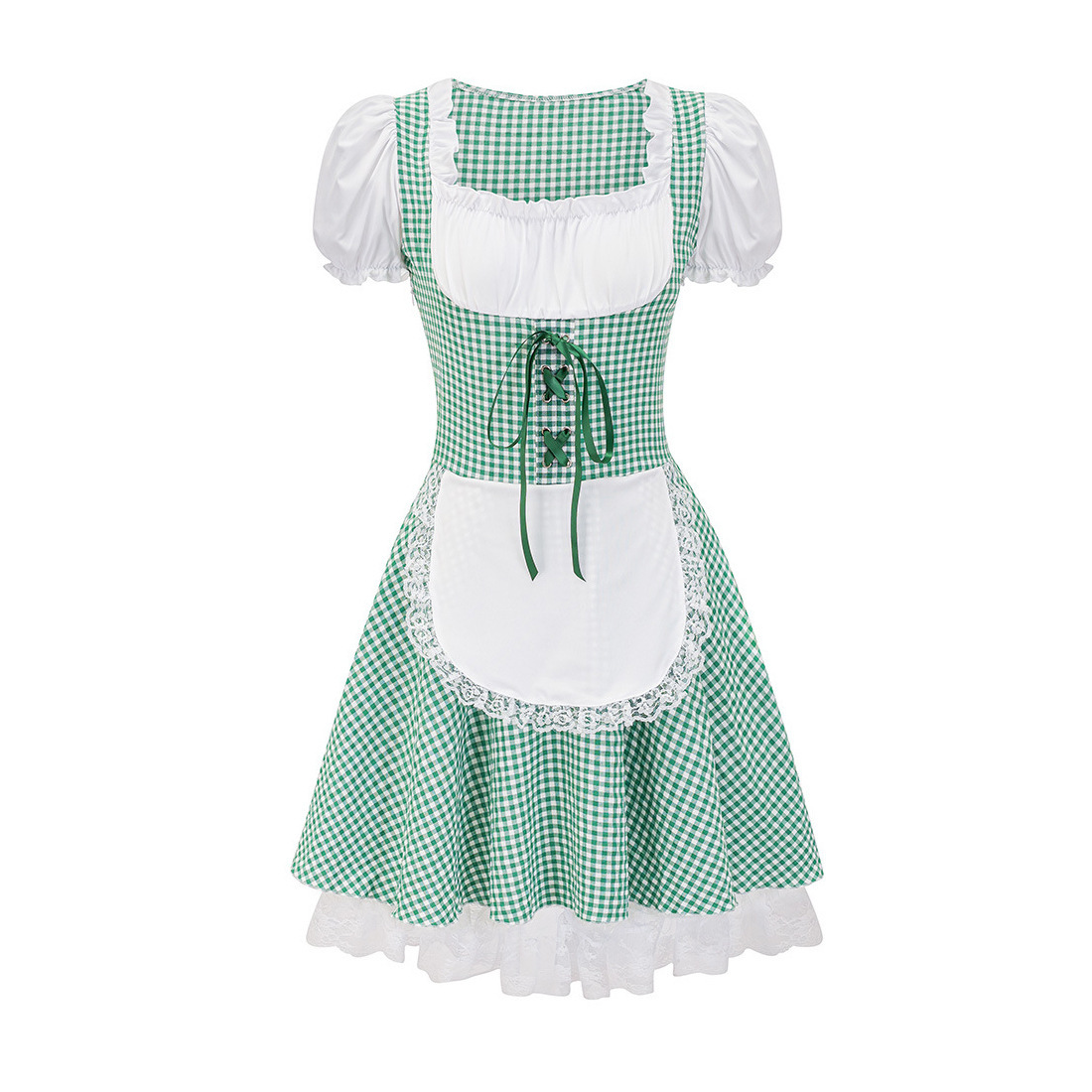 Oktoberfest Damen Kleid Kariert Mit Schürze | Mini Dirndl