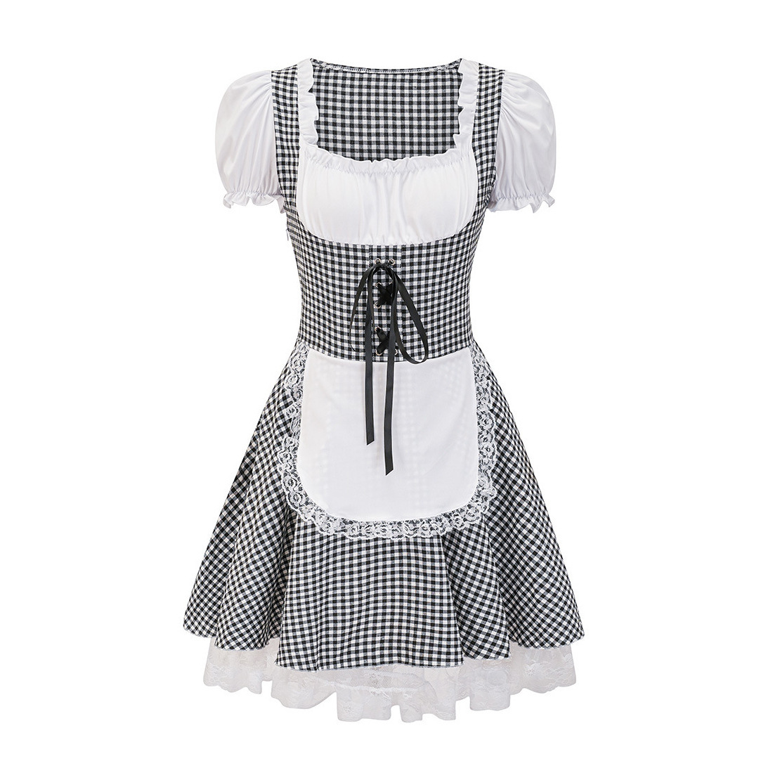 Oktoberfest Damen Kleid Kariert Mit Schürze | Mini Dirndl