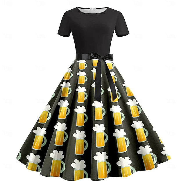 Oktoberfest Damen Kleid Mit Bierkrug Motiv | Midi