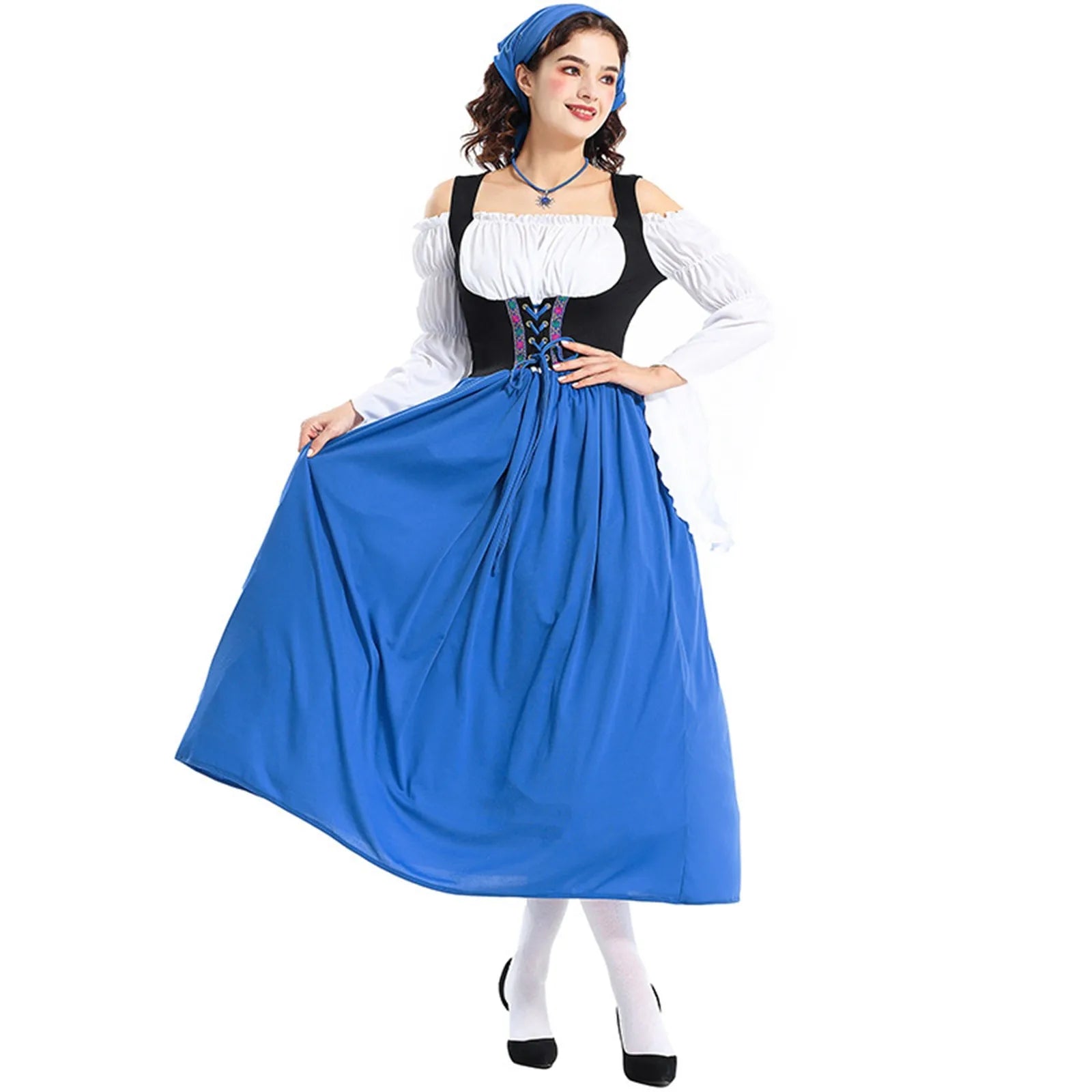 Oktoberfest Damen Kleid Schulterfrei Mit Stickerei | Lang