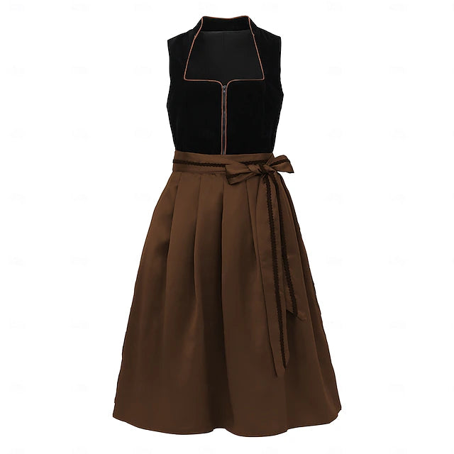 Oktoberfest Dirndl Kleid Für Damen Mit Schürze Und Musterrock | Festlich