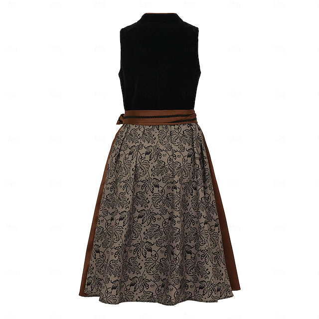 Oktoberfest Dirndl Kleid Für Damen Mit Schürze Und Musterrock | Festlich