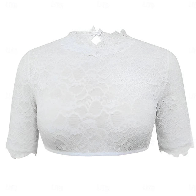 Oktoberfest Dirndlbluse Damen Mit Spitzenmuster Und Rundhals | Festlich
