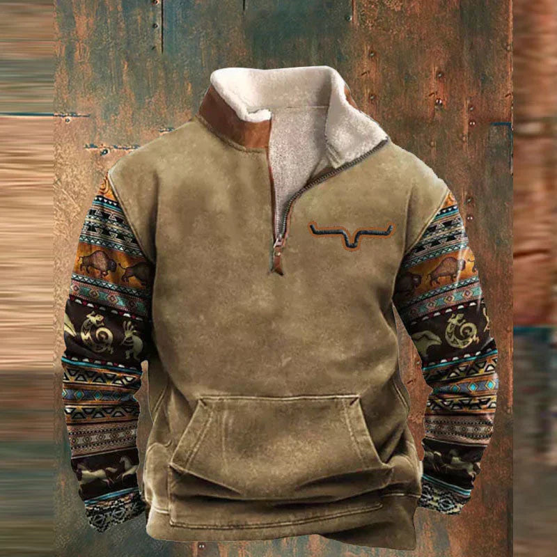 Winter Herren Fleece Winterjacke Mit Muster & Zipper | Warm