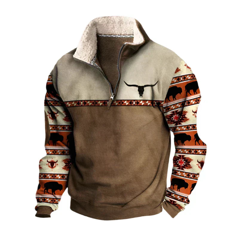 Winter Herren Fleece Winterjacke Mit Muster & Zipper | Warm