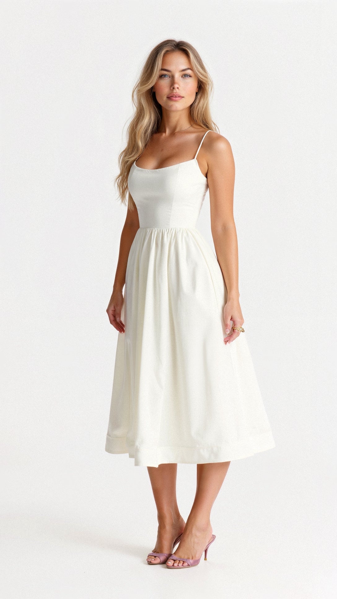 Chloé | Damen Weißes Sommer Abendkleid | Midi