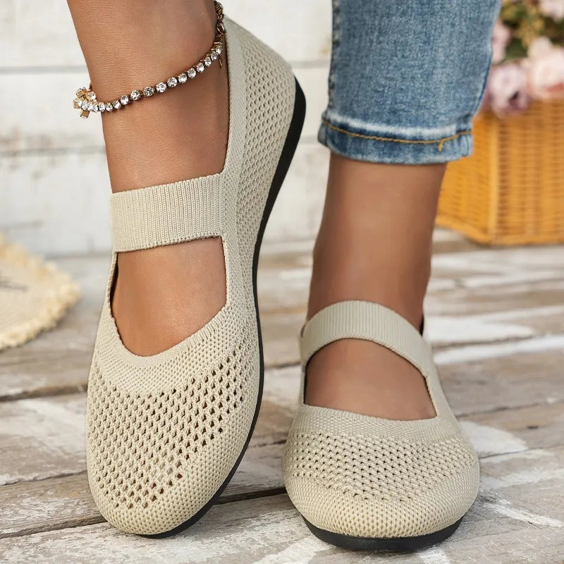Damen Dirndl Ballerina Mesh Flats mit Riemchen Oktoberfest | Festlich