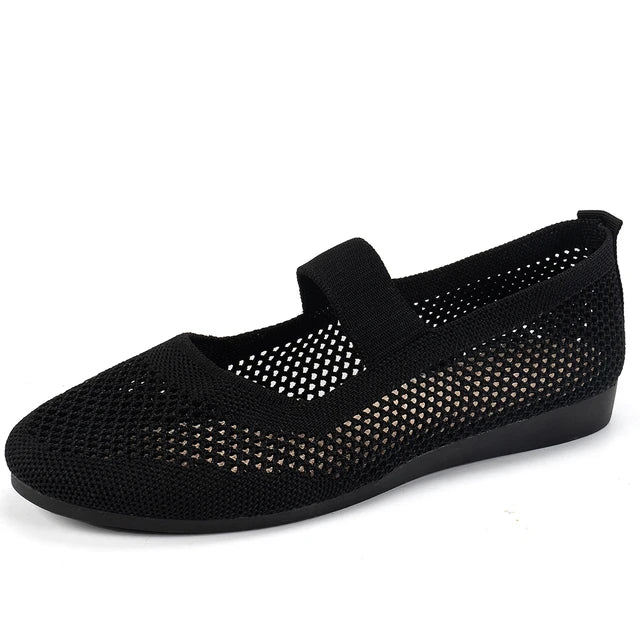 Damen Dirndl Ballerina Mesh Flats mit Riemchen Oktoberfest | Festlich