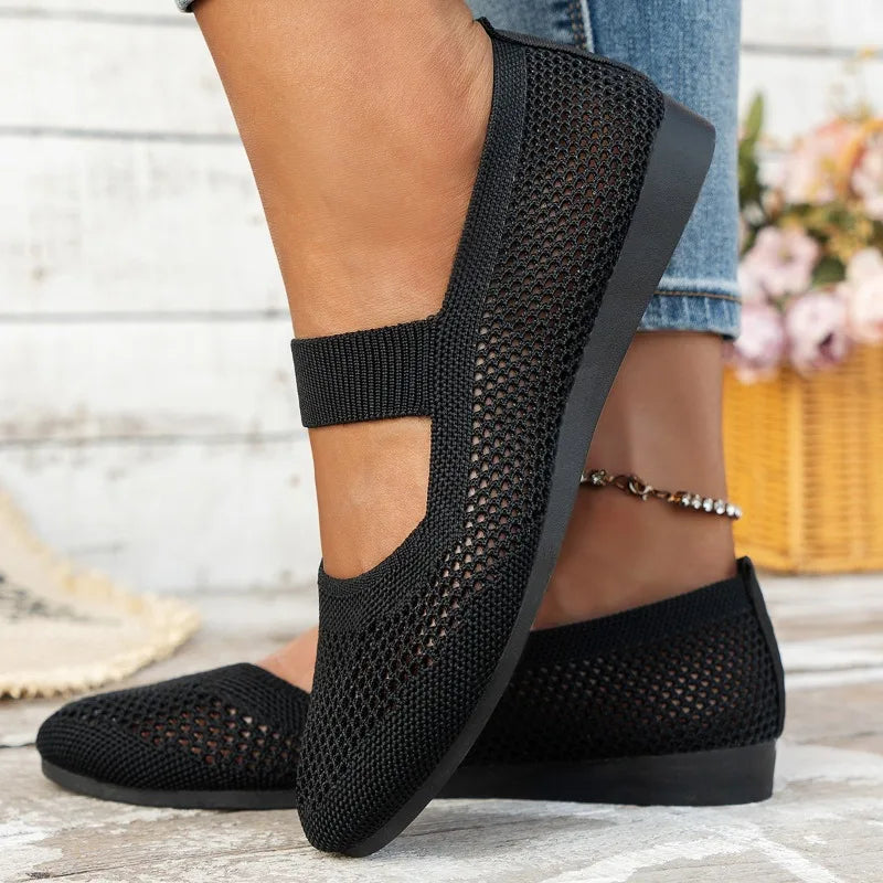Damen Dirndl Ballerina Mesh Flats mit Riemchen Oktoberfest | Festlich