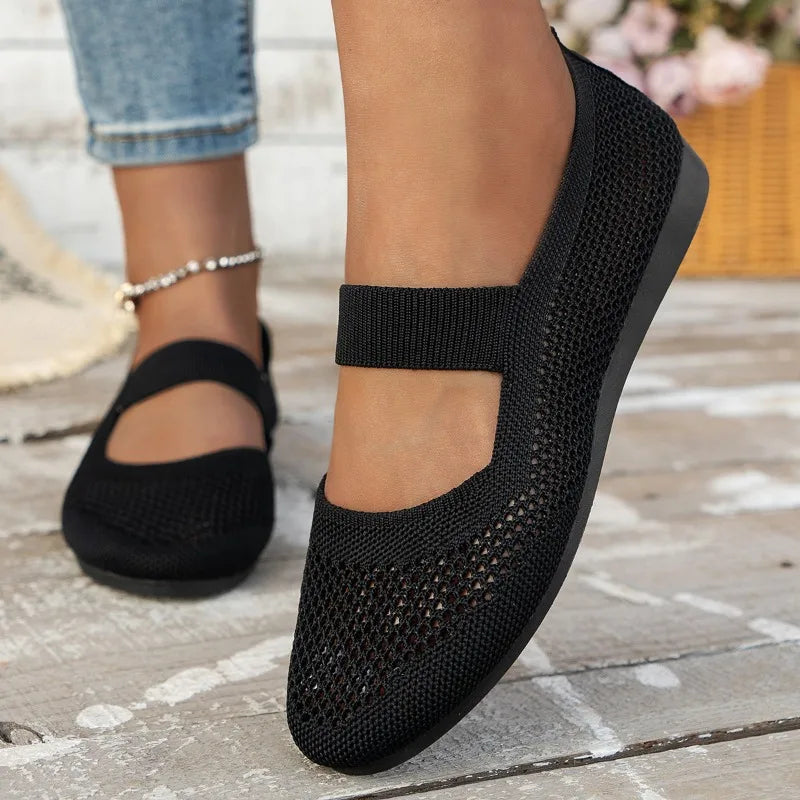 Damen Dirndl Ballerina Mesh Flats mit Riemchen Oktoberfest | Festlich