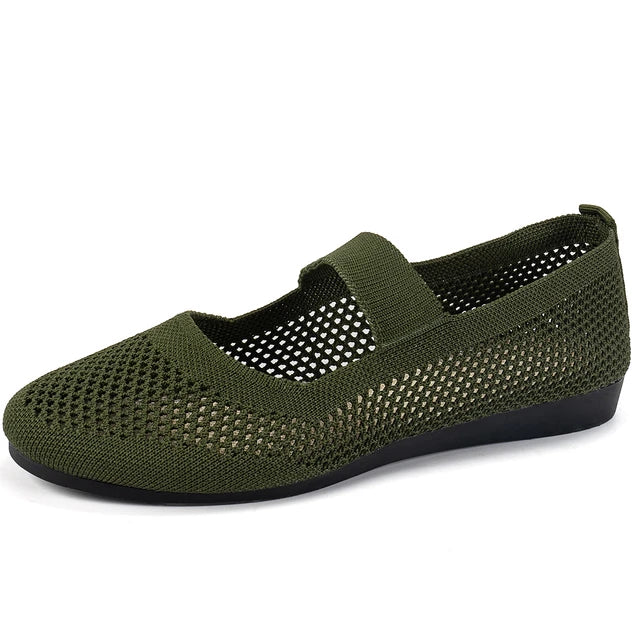 Damen Dirndl Ballerina Mesh Flats mit Riemchen Oktoberfest | Festlich