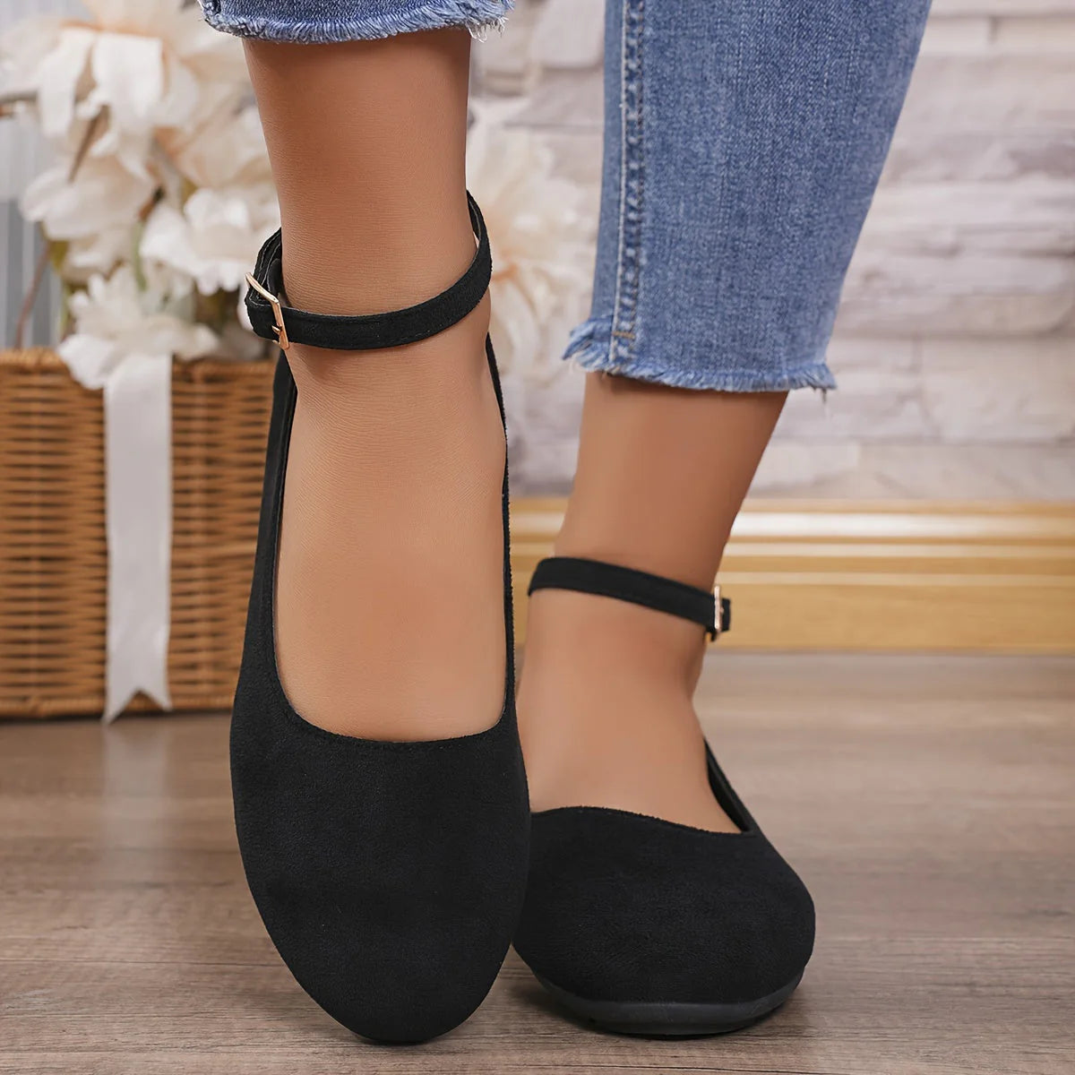 Damen Dirndl Ballerinas Oktoberfest | Riemchen