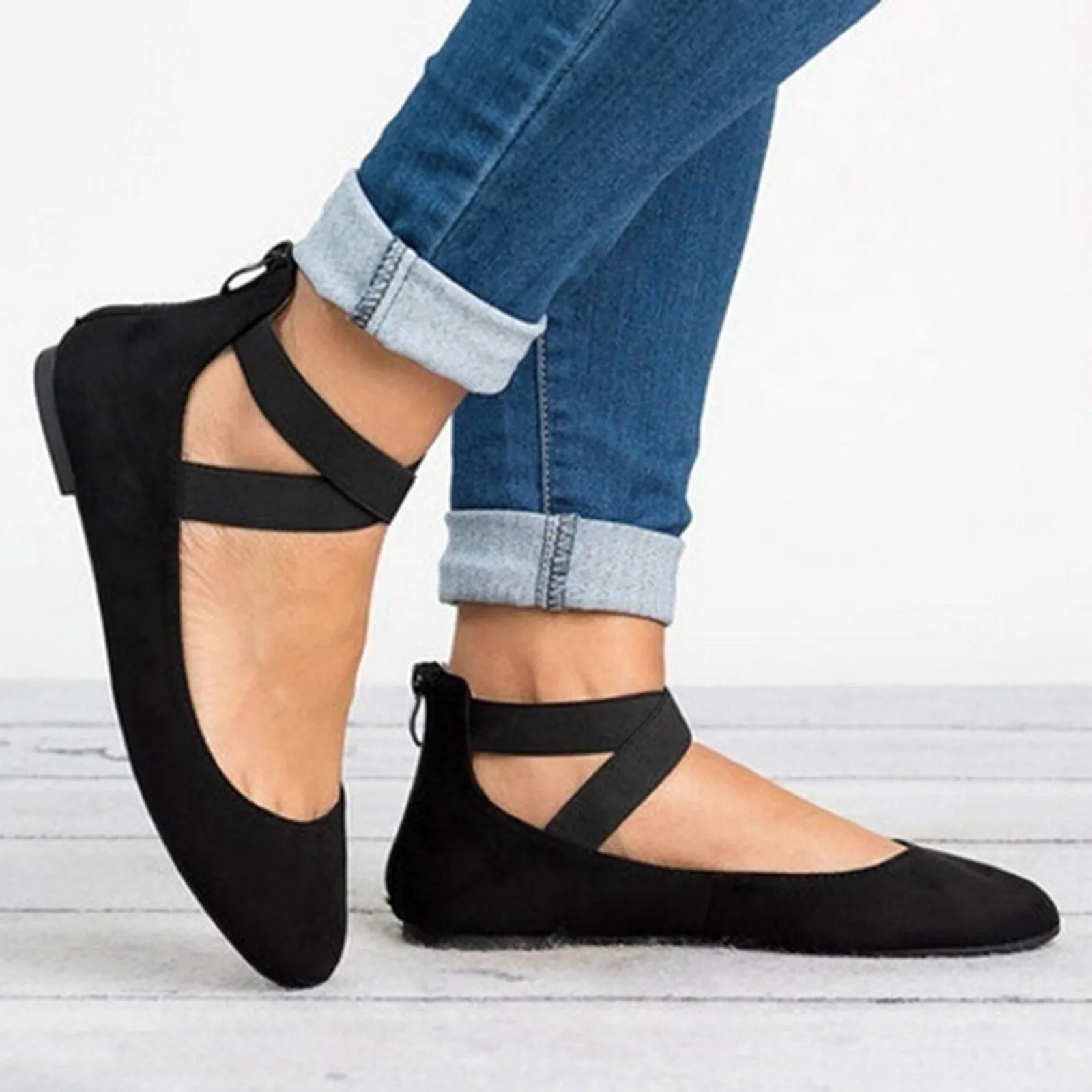 Damen Dirndl Ballerinas Oktoberfest mit gekreuzten Riemen | Klassisch