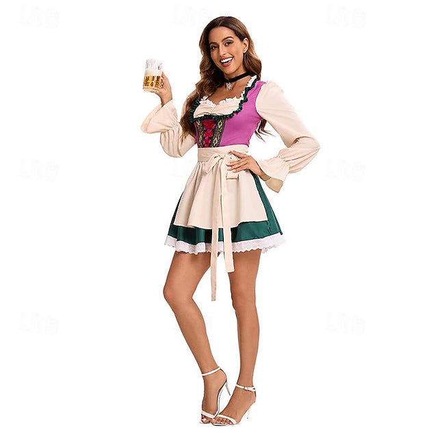 Damen Dirndl Kurzarm Mit Schürze | Oktoberfest