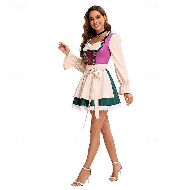 Damen Dirndl Kurzarm Mit Schürze | Oktoberfest