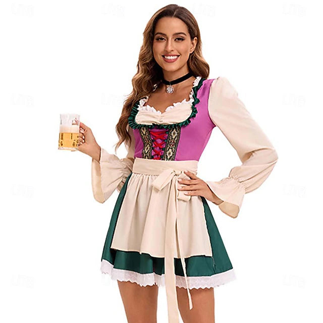 Damen Dirndl Kurzarm Mit Schürze | Oktoberfest