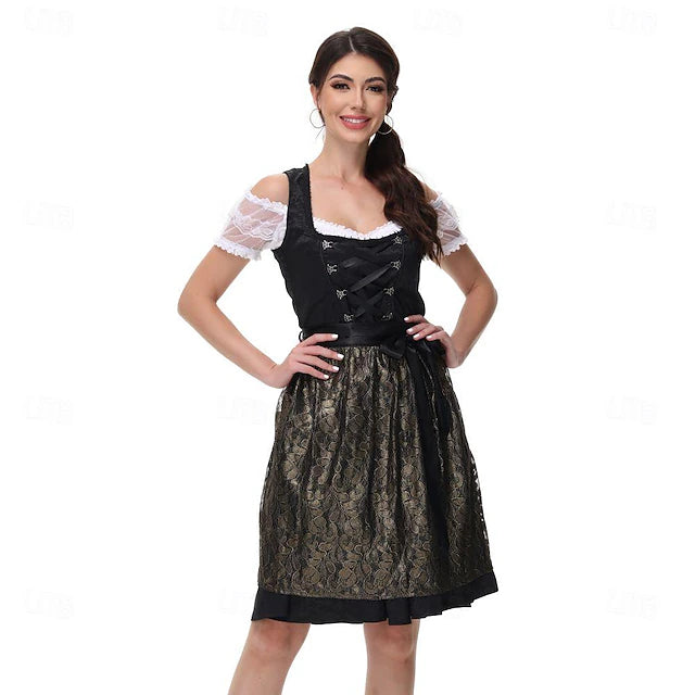 Damen Dirndl Oktoberfest Tracht Mit Spitze | Festlich