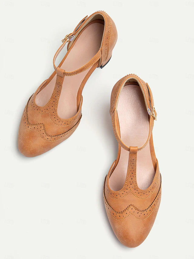 Damen Dirndl Pumps Mit T-Riemchen Für Oktoberfest | Blockabsatz