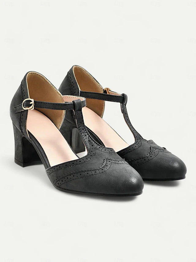 Damen Dirndl Pumps Mit T-Riemchen Für Oktoberfest | Blockabsatz