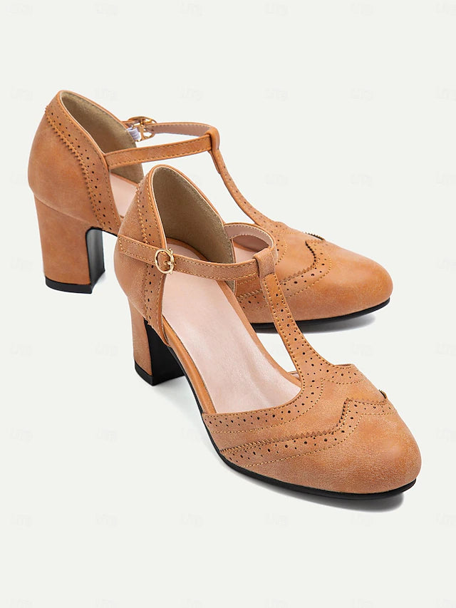 Damen Dirndl Pumps Mit T-Riemchen Für Oktoberfest | Blockabsatz