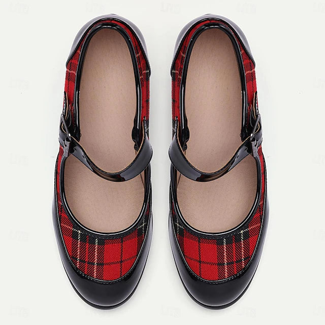 Damen Dirndl Schuhe Kariert Oktoberfest | Festlich