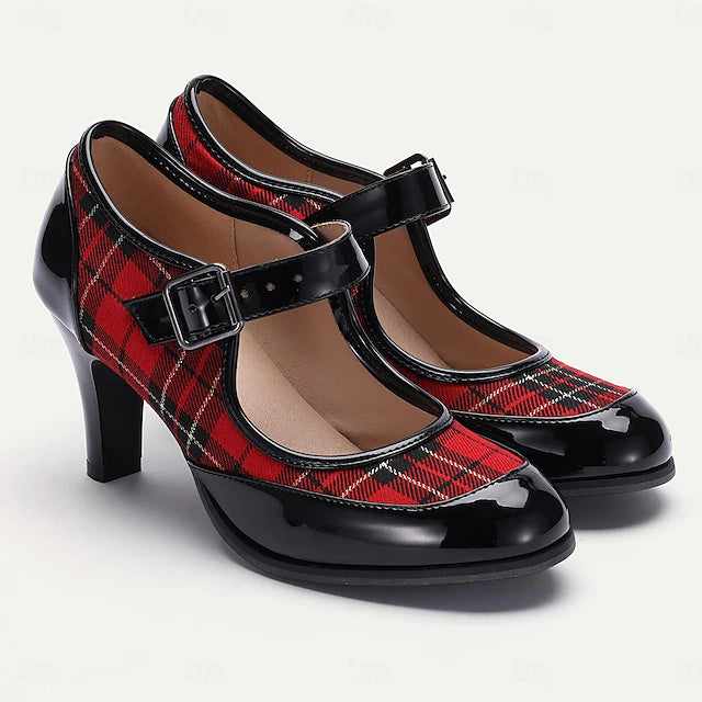 Damen Dirndl Schuhe Kariert Oktoberfest | Festlich