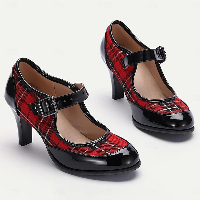 Damen Dirndl Schuhe Kariert Oktoberfest | Festlich