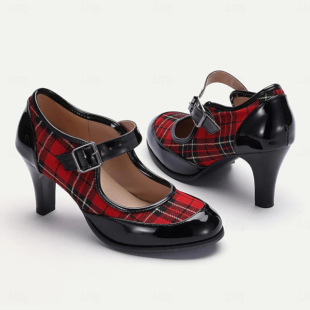 Damen Dirndl Schuhe Kariert Oktoberfest | Festlich